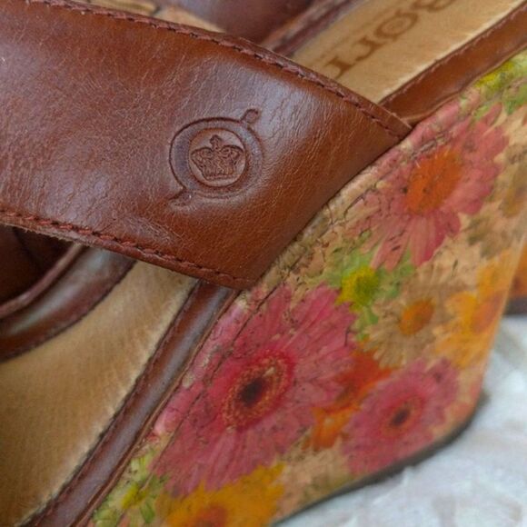 Born -Crown Cork Wedge Leather Sandal- Boho Floral - Picture 3 of 11